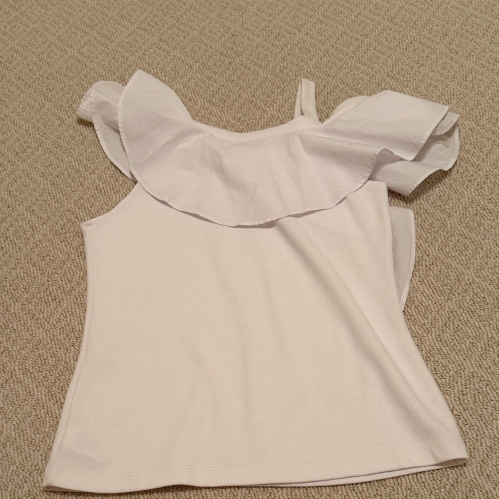 Habitual One-Shoulder Ruffle Tank Top - White - Picture 3 of 3